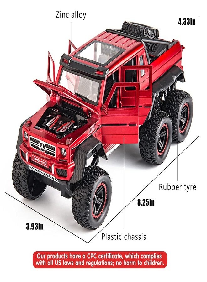 PEZYOX Exclusive Alloy Metal Pull Back Die-cast Car Model with Sound Light Mini Auto Toy for Kids Metal Model Toy Car with Sound and Light (1.22 Scale AMG G63 6 Wheel-RED) - Image 5